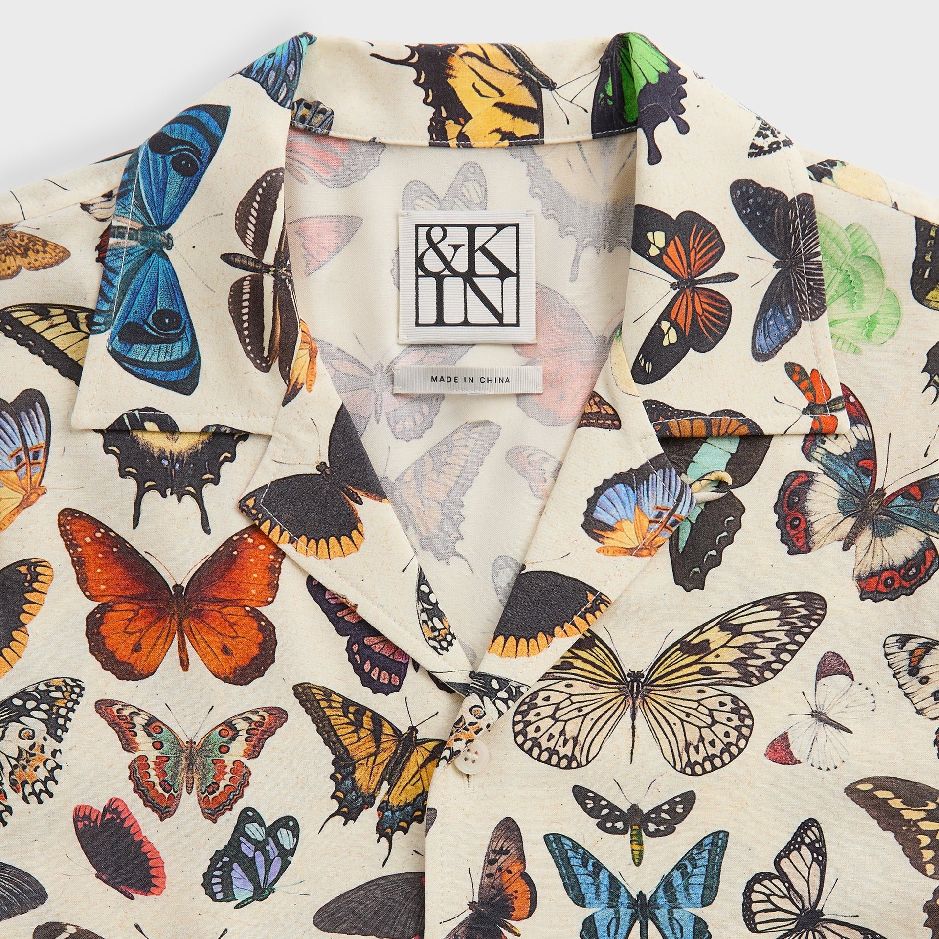 &Kin Butterfly Archive Thompson Camp Collar Shirt - Sandrift - PH