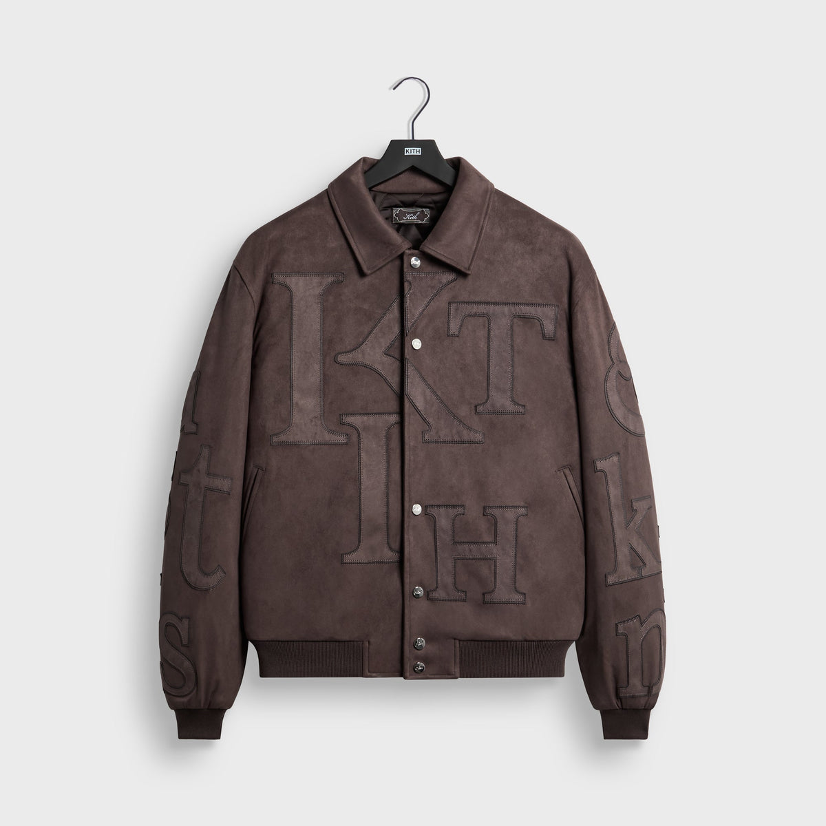 Kith Microsuede Varsity Coaches Jacket - Dark Ash