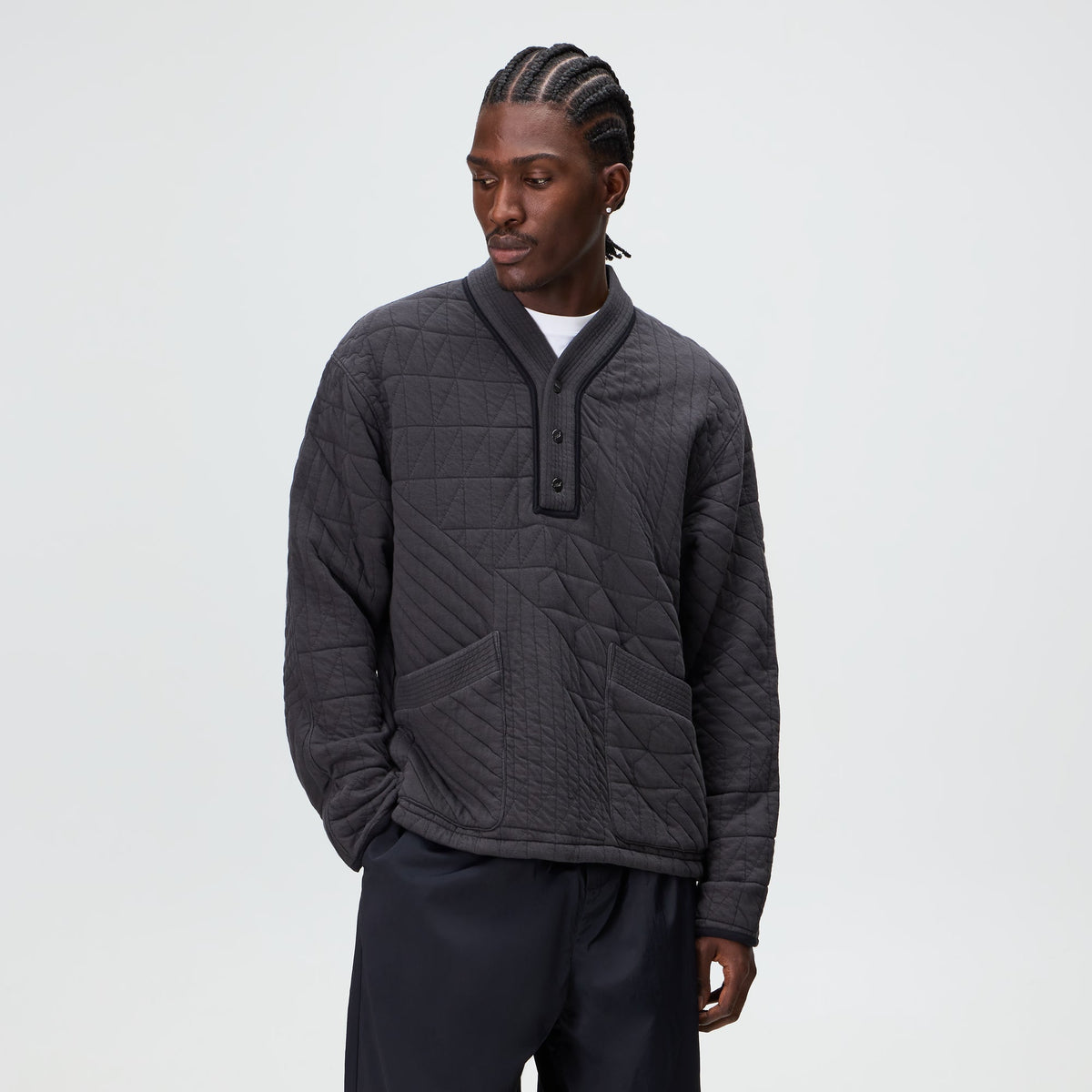 Kith Quilted Interlock Denis Pullover - Carbon