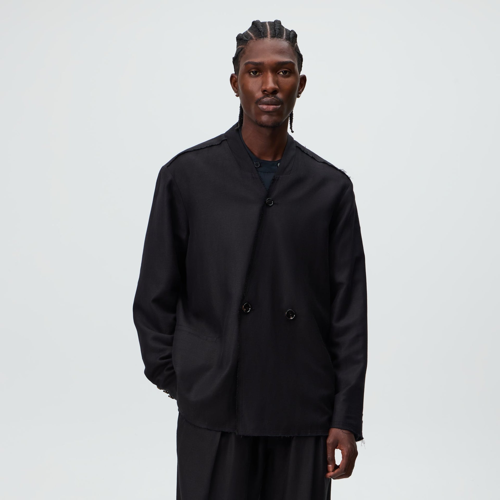 &Kin Long Sleeve Linen Viscose Twill Mathis Shirt - Black - PH