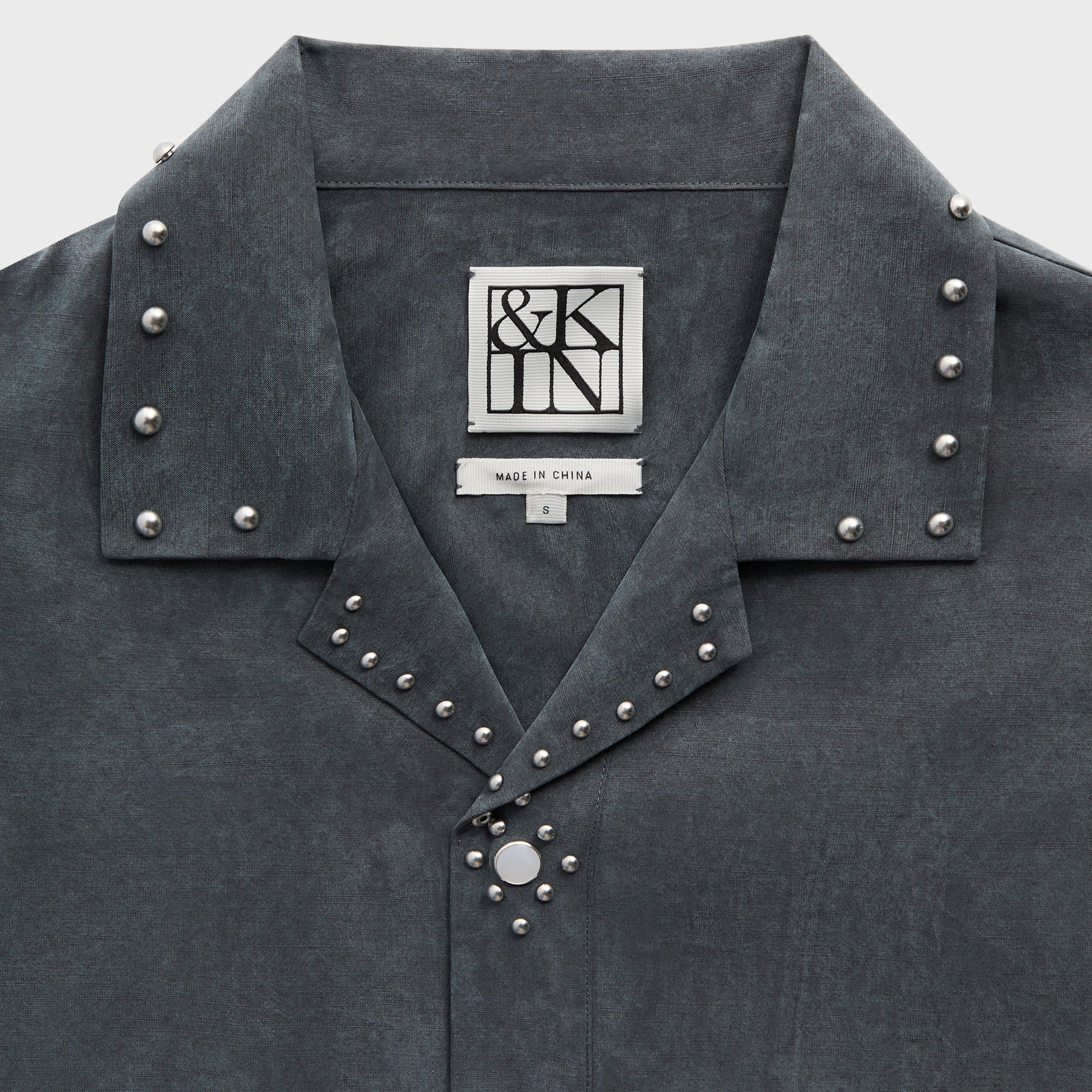 &Kin Studded Cupro Linen Sawyer Shirt - Somber - PH