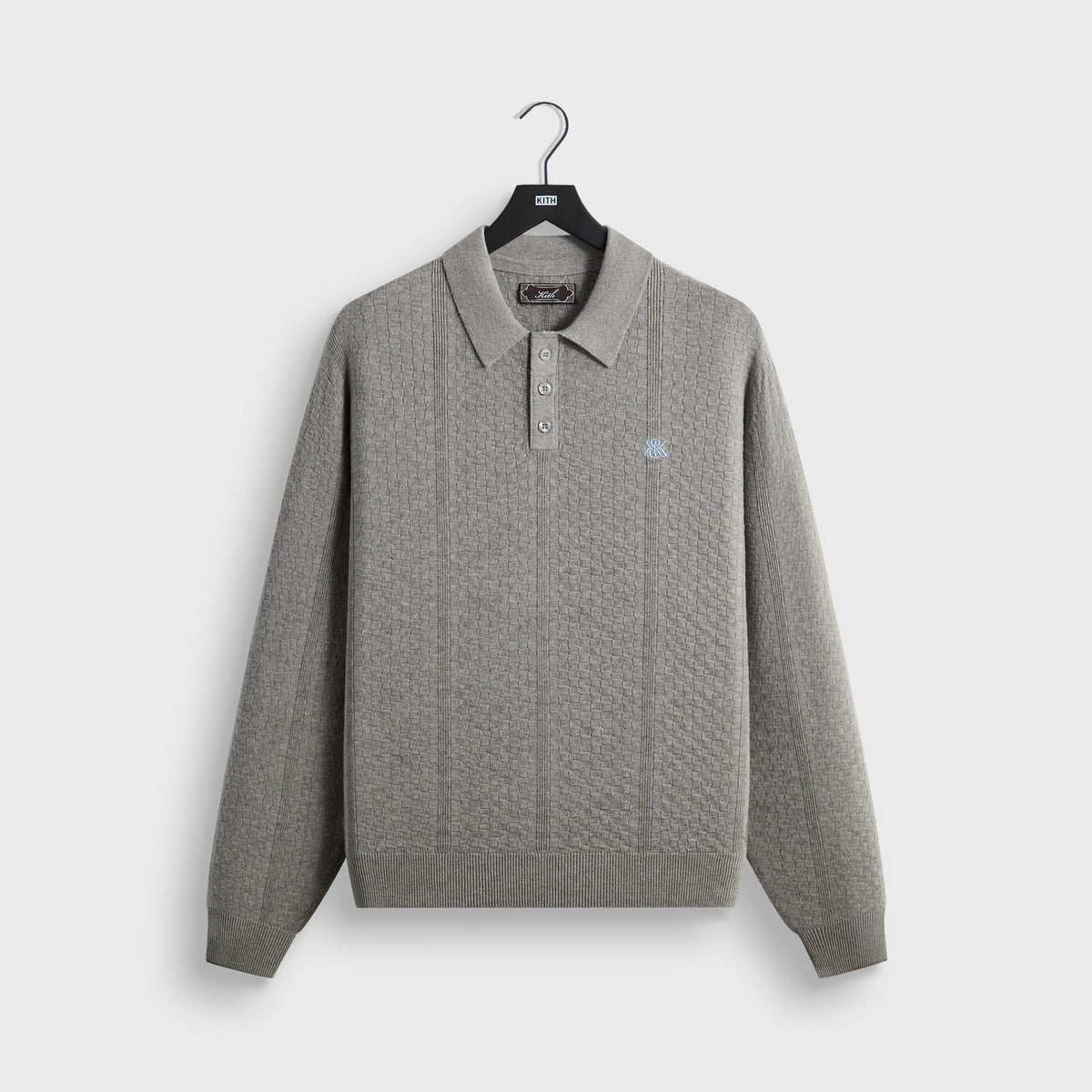 Kith Long Sleeve Tilden Pullover - Medium Heather Grey