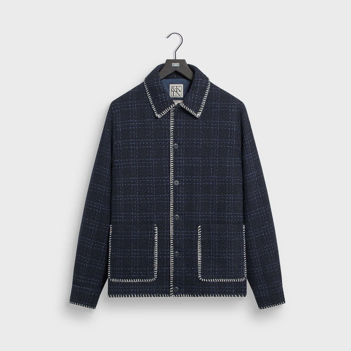 &Kin Tweed Boxy Collared Overshirt - Nocturnal