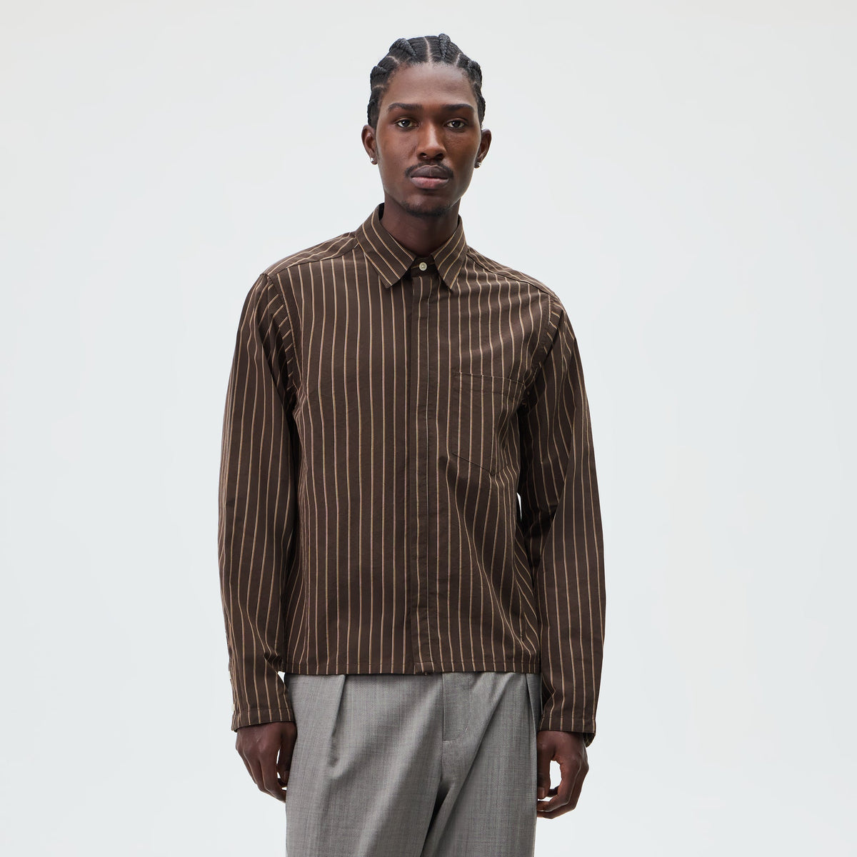 &Kin Striped Poplin Nico Shirt - Derby