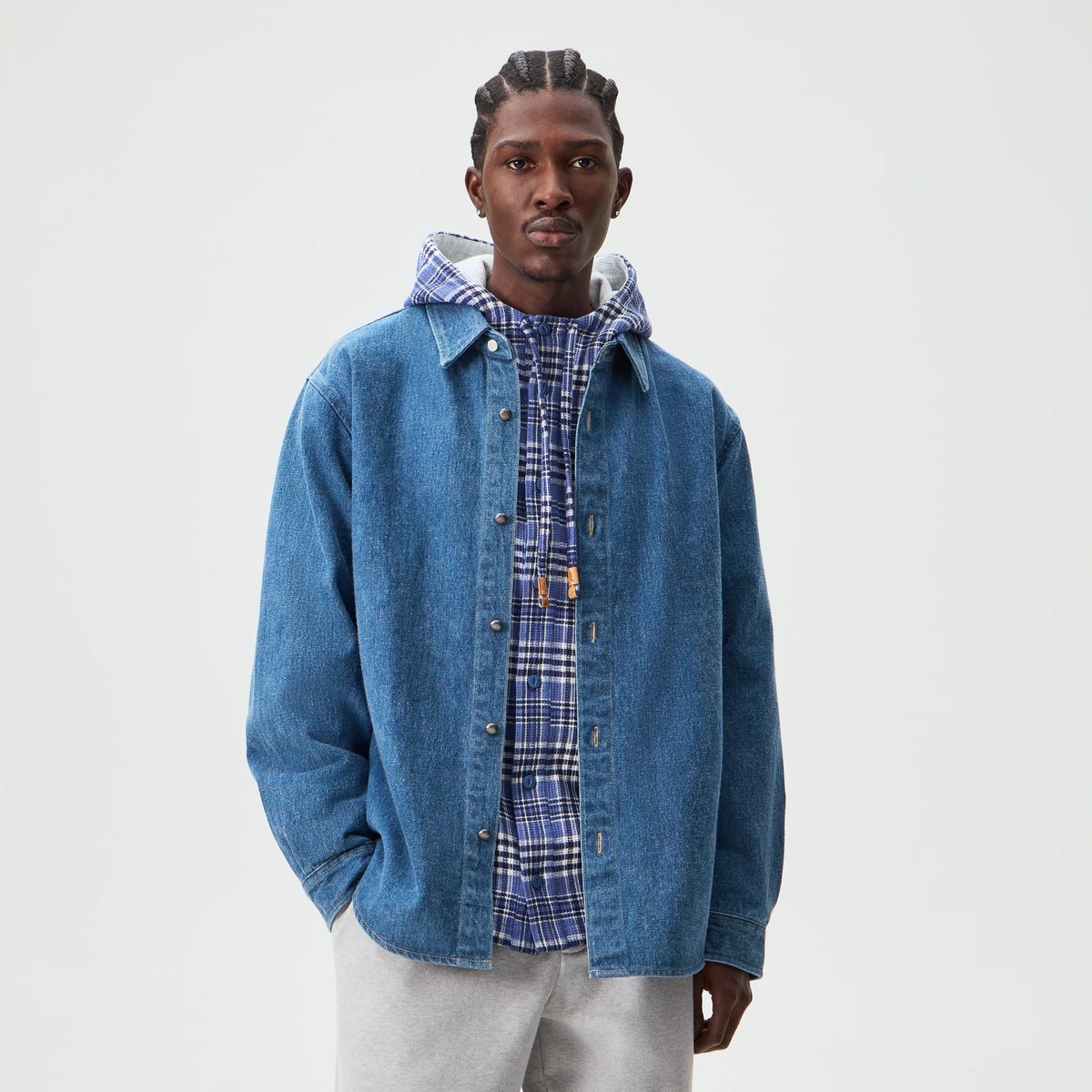 &Kin Brushed Denim Tomas Buttondown - Mid Indigo