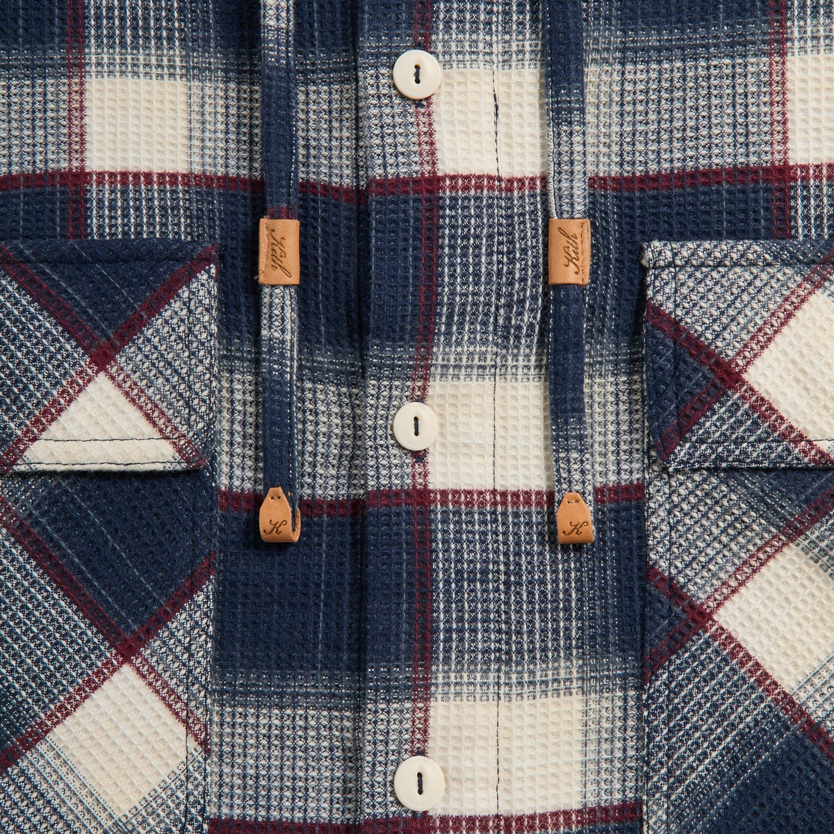 Kith Waffle Plaid Henson Hooded Buttondown - Sandrift - PH