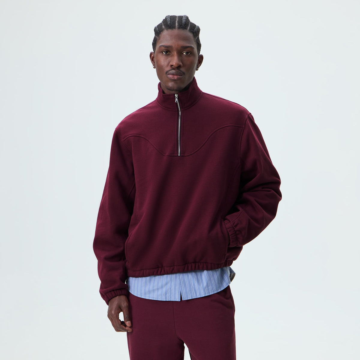 &Kin Pima Cotton Fleece Marshall Quarter Zip - Magma