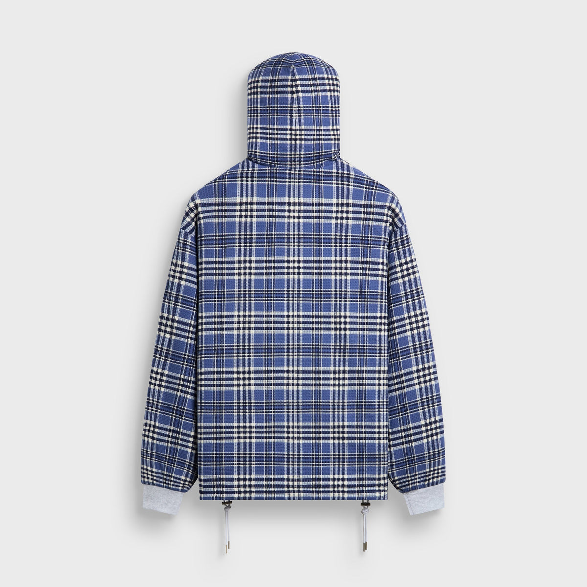 Blue plaid side of the Kith Reversible Khenny zip-up hoodie, back view