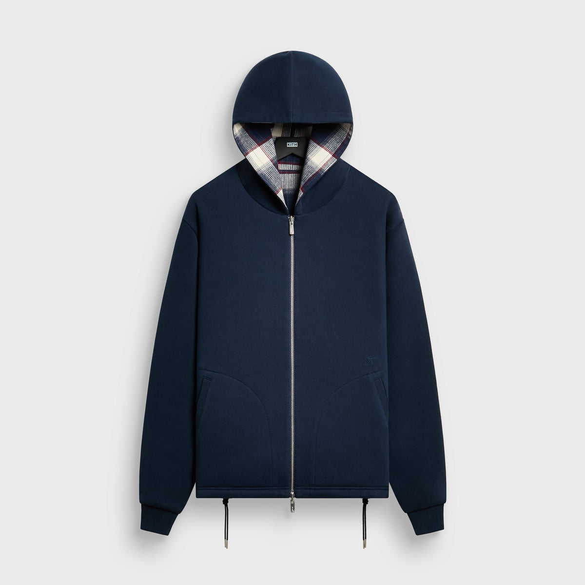 Kith Reversible Waffle Plaid Khenny Zip-up Hoodie - Nocturnal