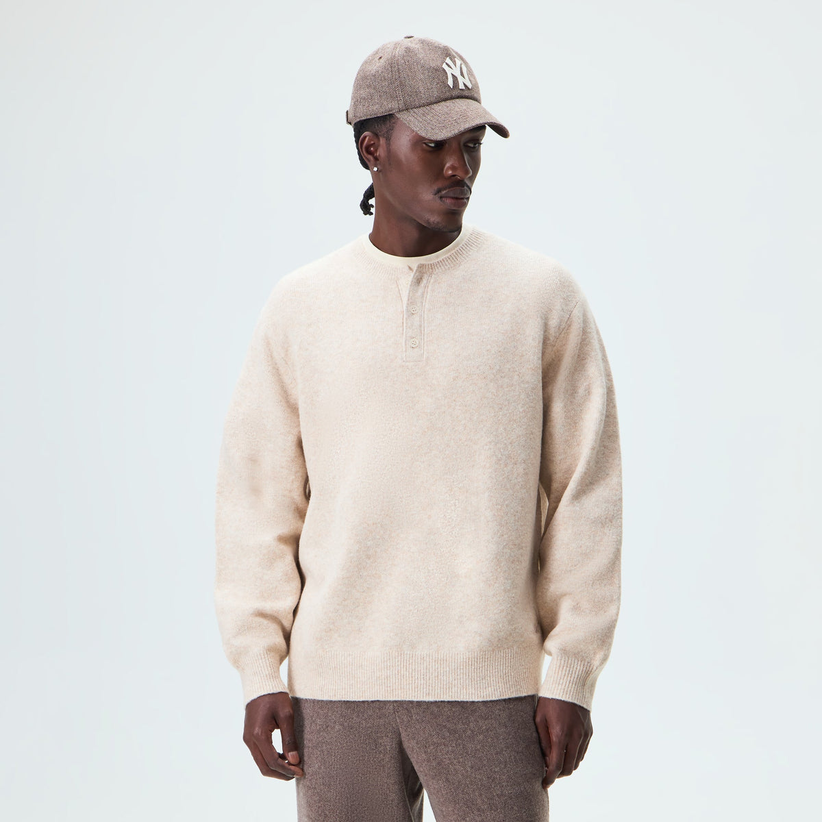 Kith Harmon Henley Sweater - Heather Oatmeal