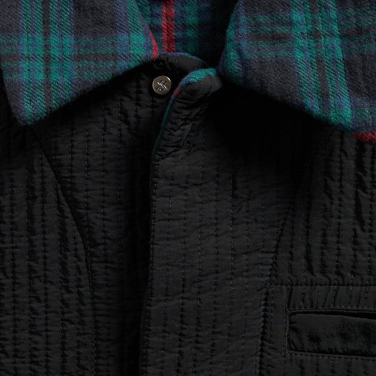 Kith Quilted Flannel Boxy Collared Overshirt - Black - PH