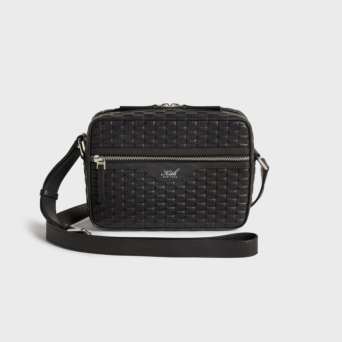 Kith Monogram Tumbled Leather Camera Crossbody Bag - Black
