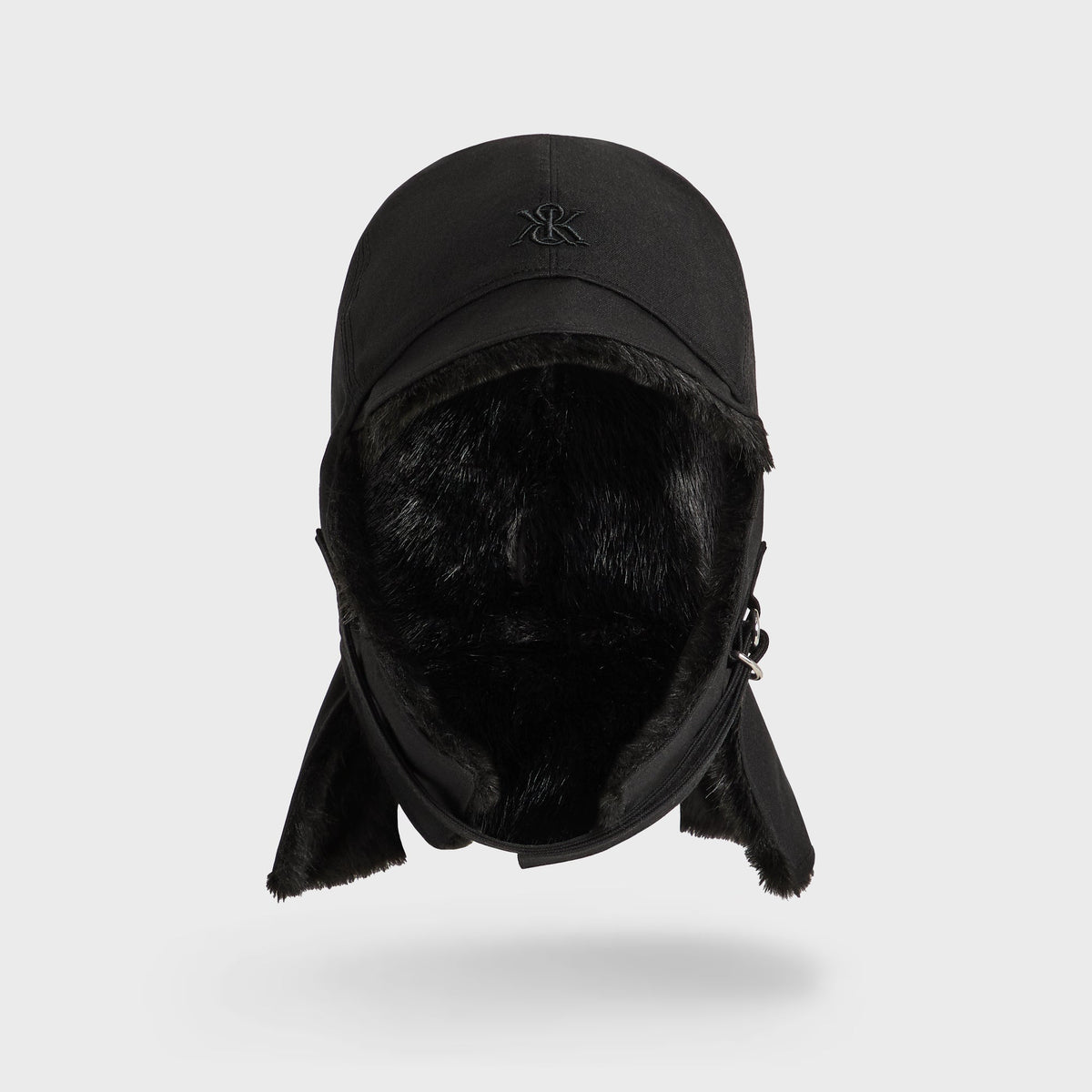 Kith Shearling Lined Waxed Canvas Trapper Hat - Black - PH