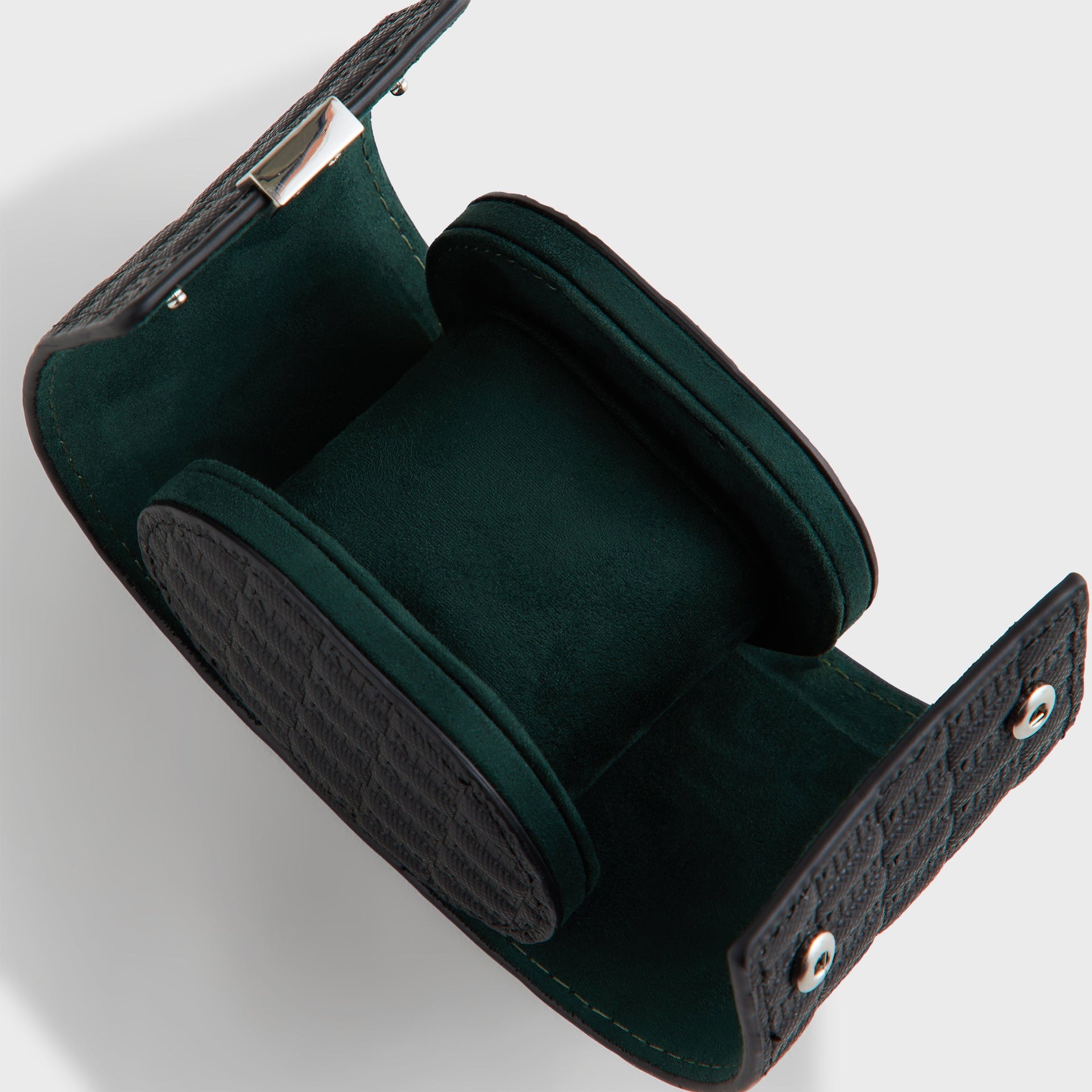 Kithmas Monogram Saffiano Leather Single Watch Roll - Black