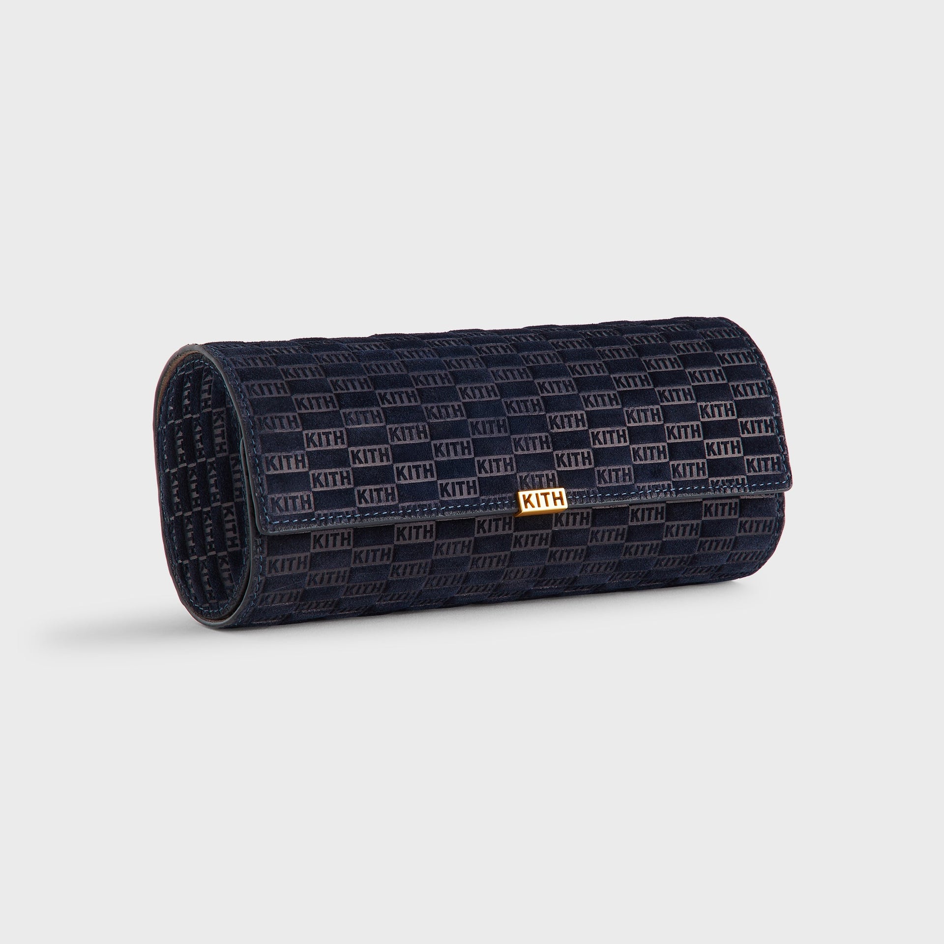 Kithmas Monogram Suede Leather 3-Watch Roll - Ink