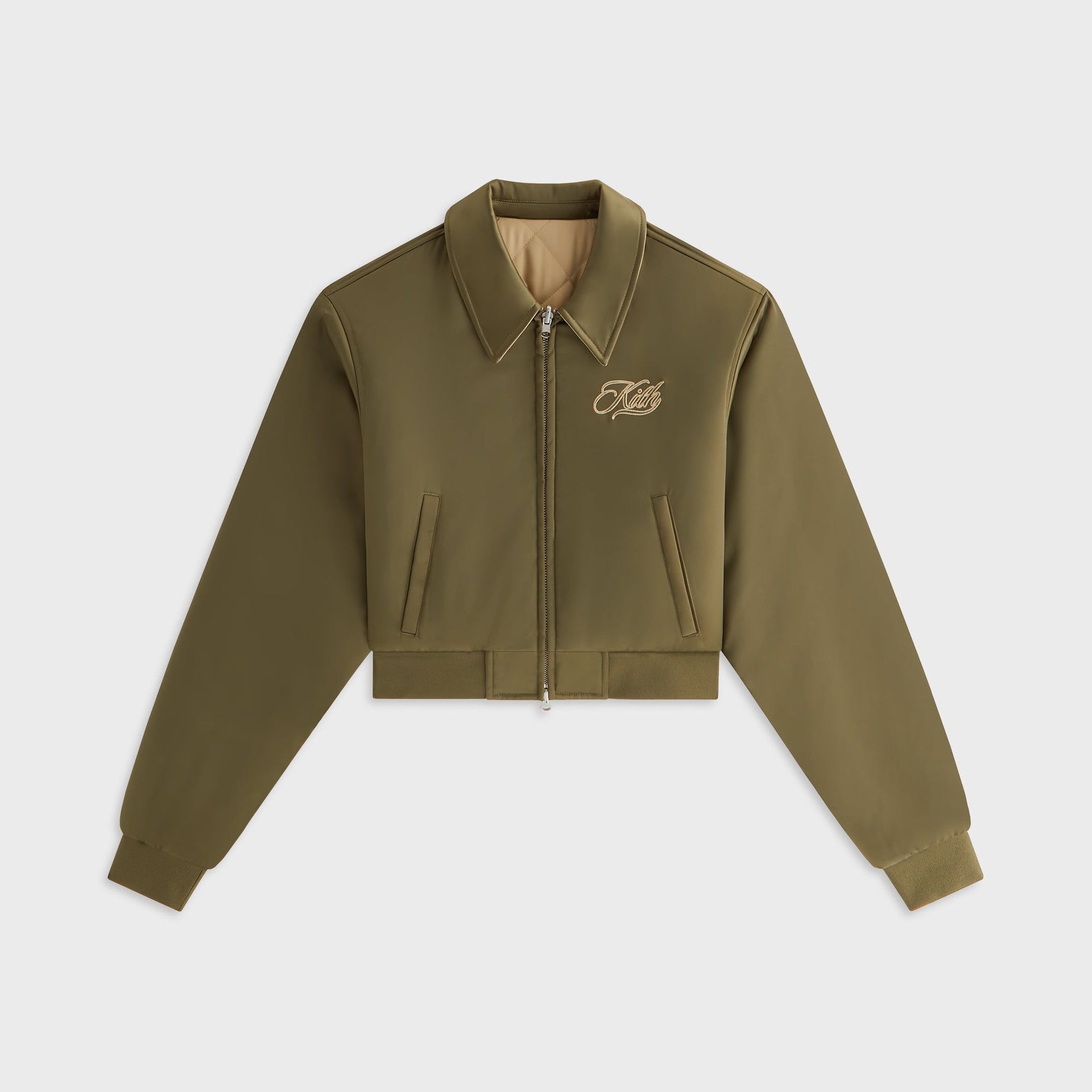 Kith Women Reversible Landry IV Cropped Satin Bomber Jacket - Canopy