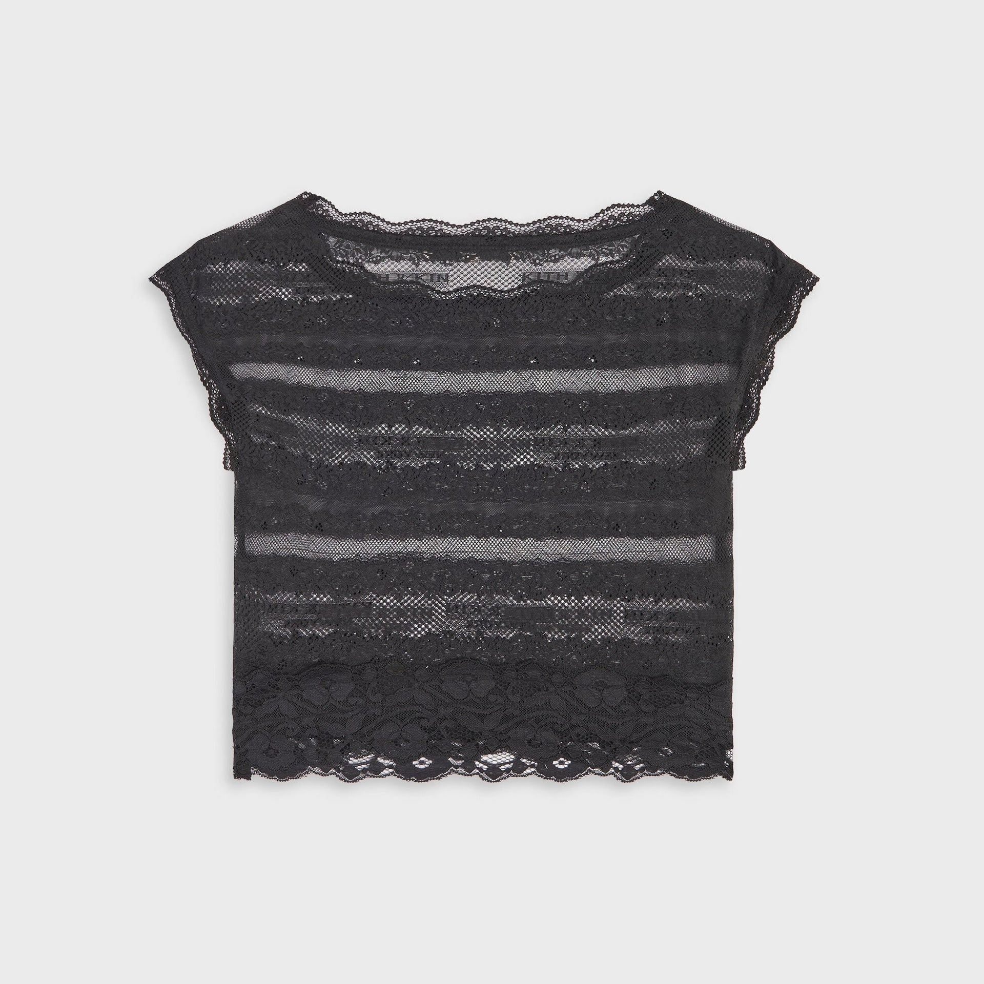 Lisa for Kith Women Cesca Logo Lace Cropped Tee - Black