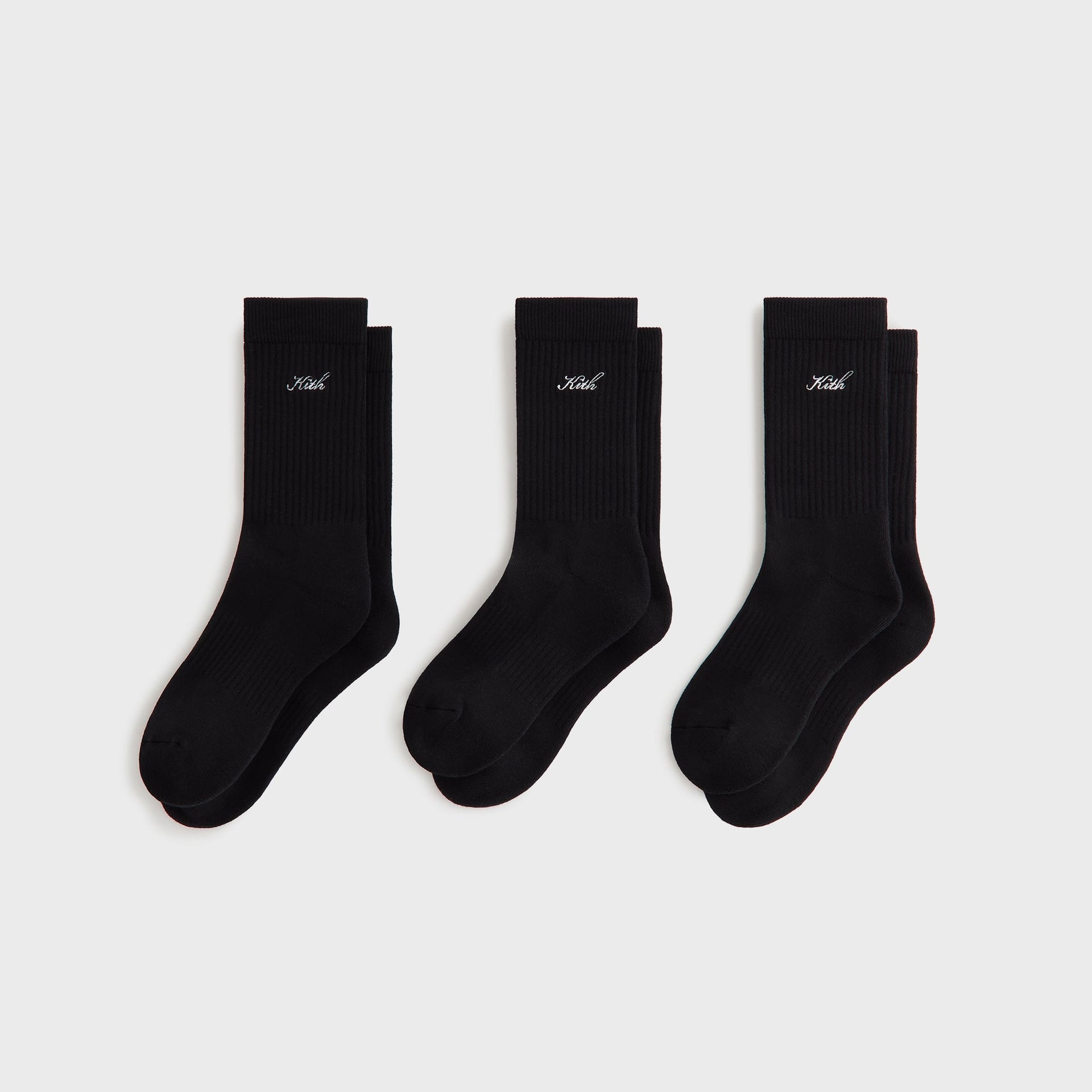 Kith Women Script Classic 3 Pack Crew Socks - Black