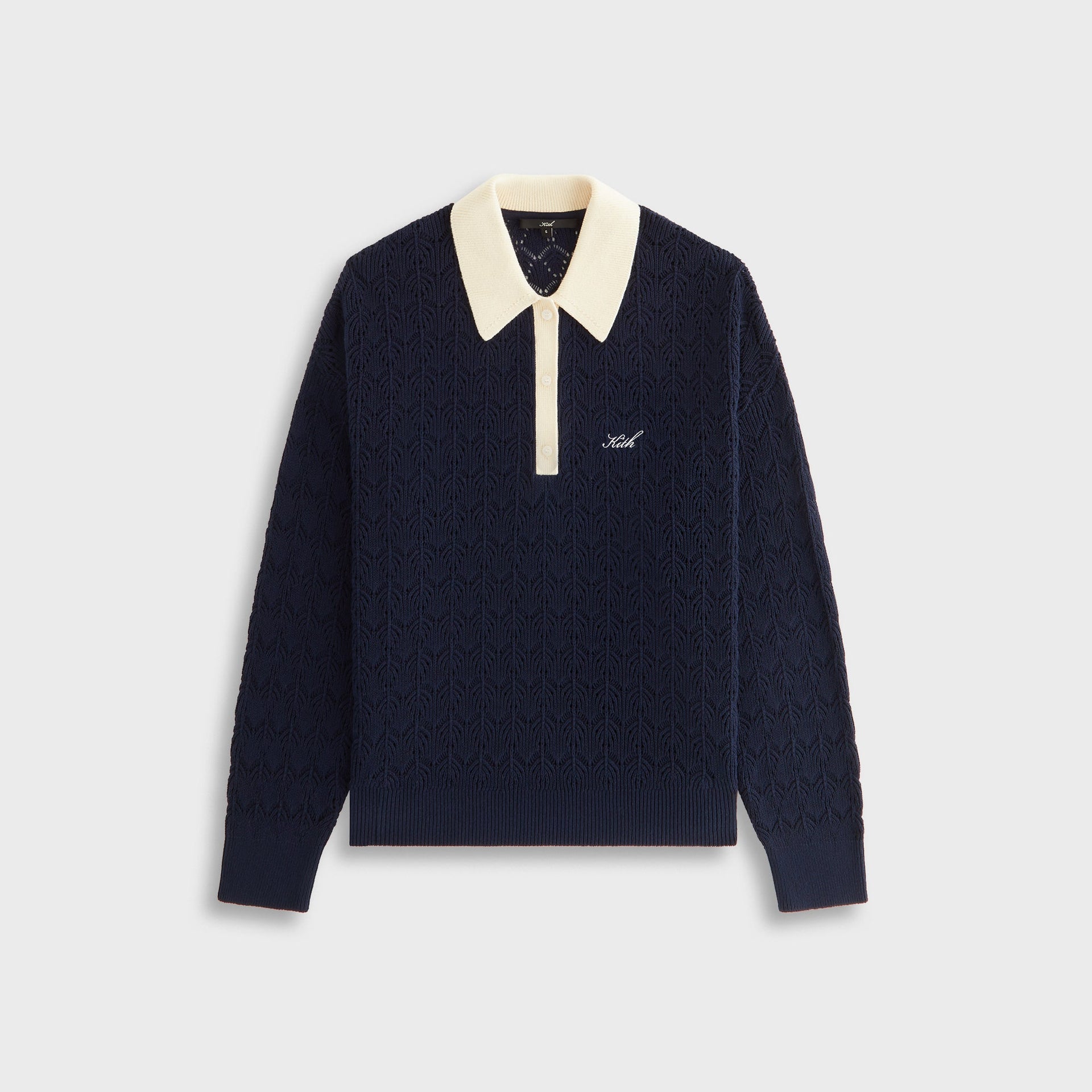 Kith Women Selma Crochet Polo Long Sleeve - Nocturnal