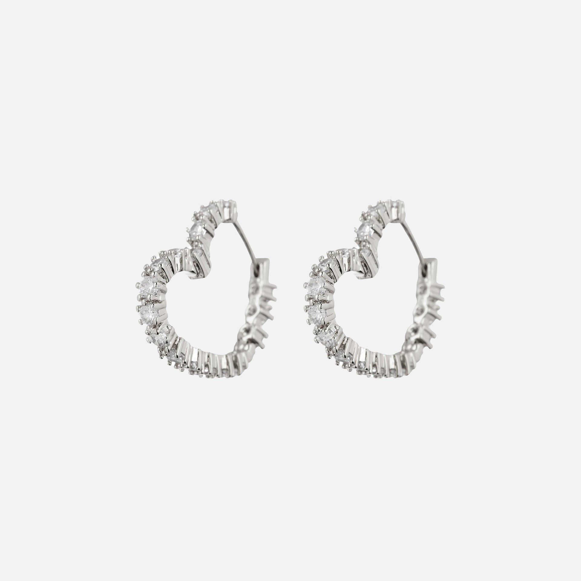 Boucles d'oreilles créoles Luv AJ Diamond Heart Bijoux - Argent