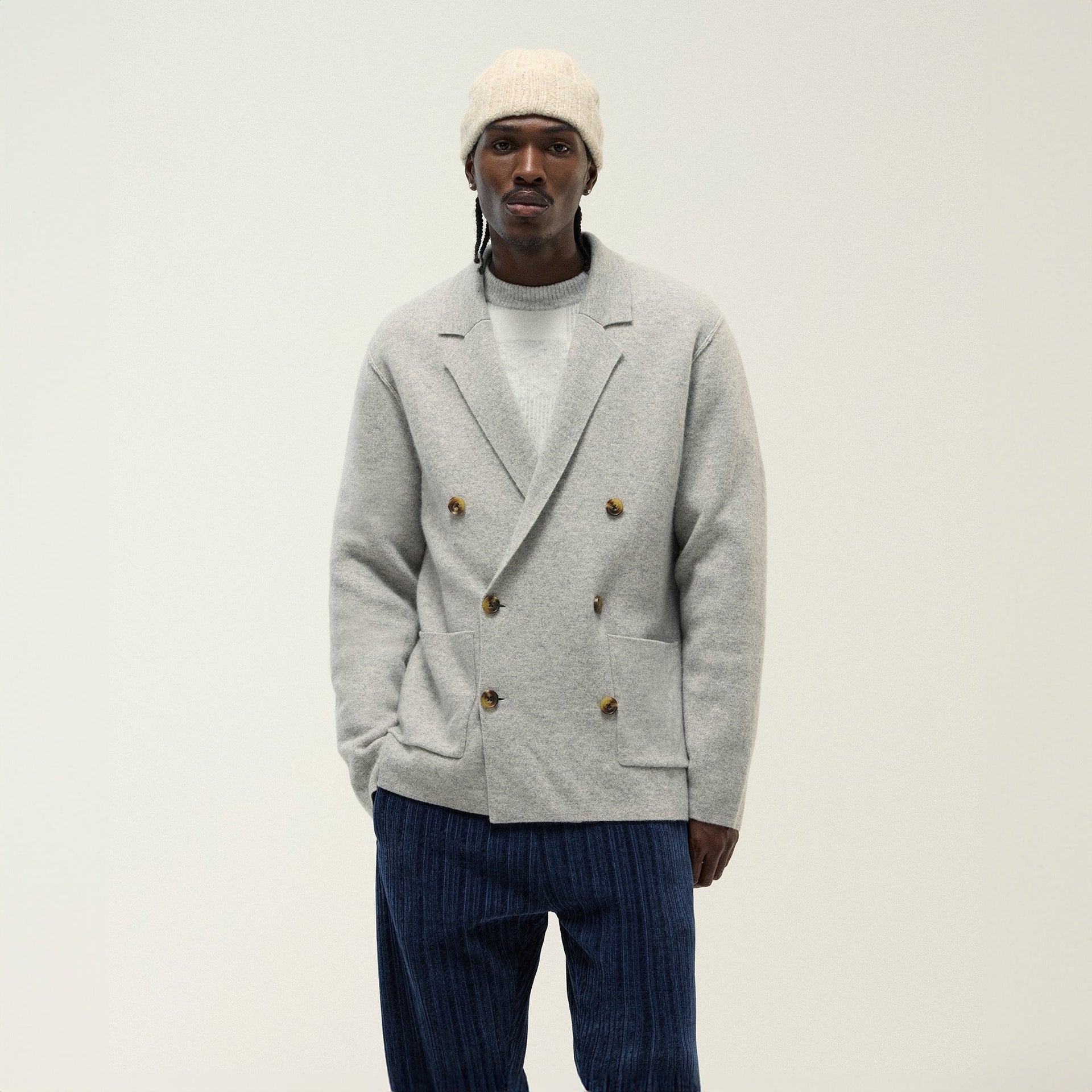Blazer croisé &Kin Cashmere Raya - Gris chiné moyen