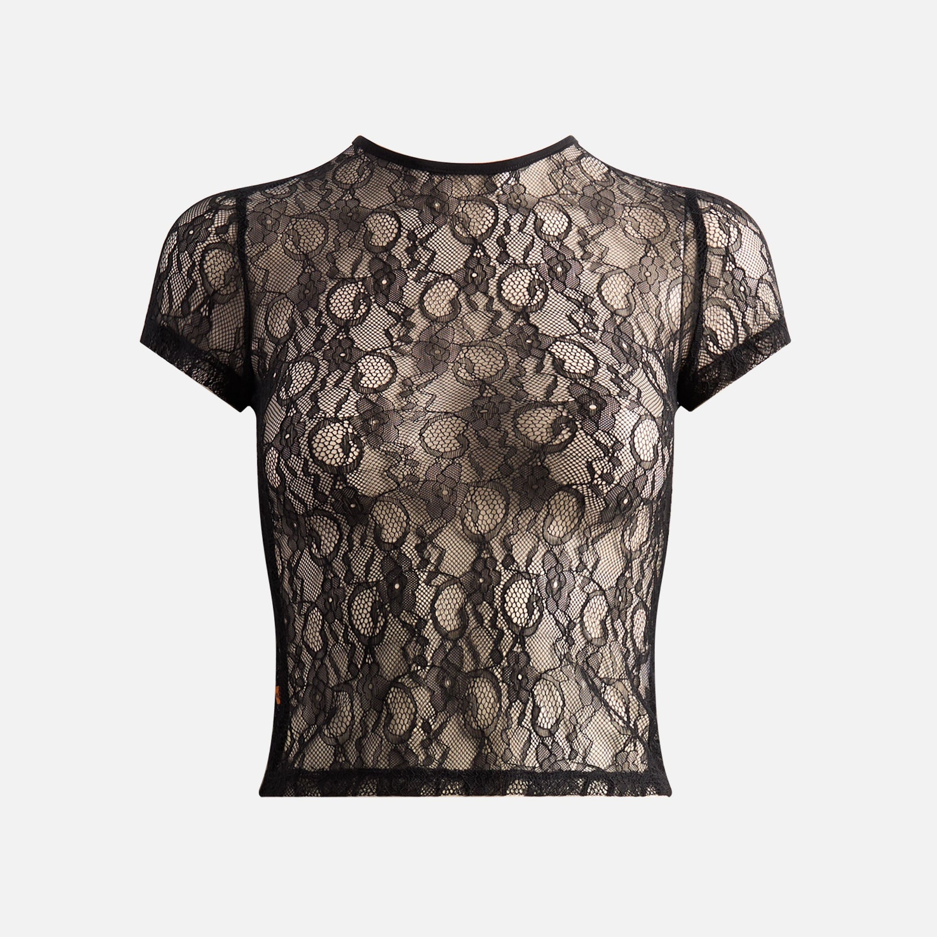 T-shirt court Miaou - Dentelle noire