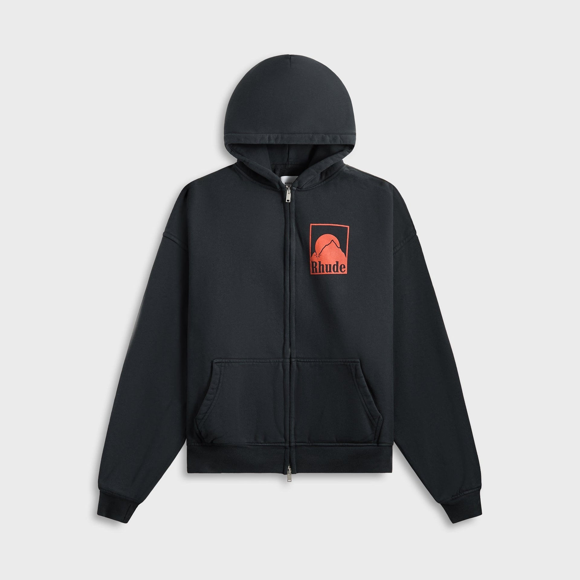 Rhude Moonlight Badge Full-Zip Hoodie - Vintage Black