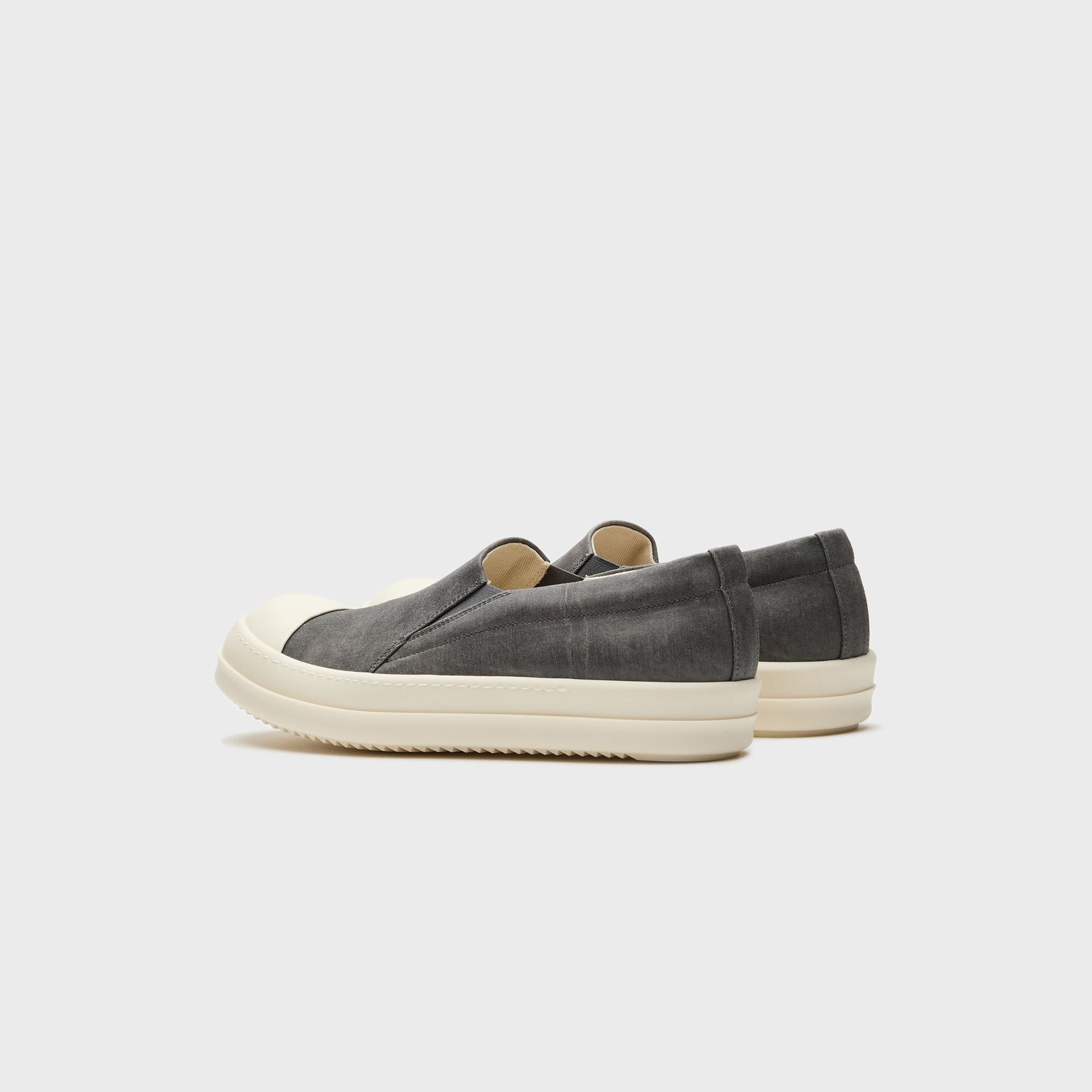 Rick Owens Boat Sneaks Scarpe In Denim - Dark Dust / Milk / Milk