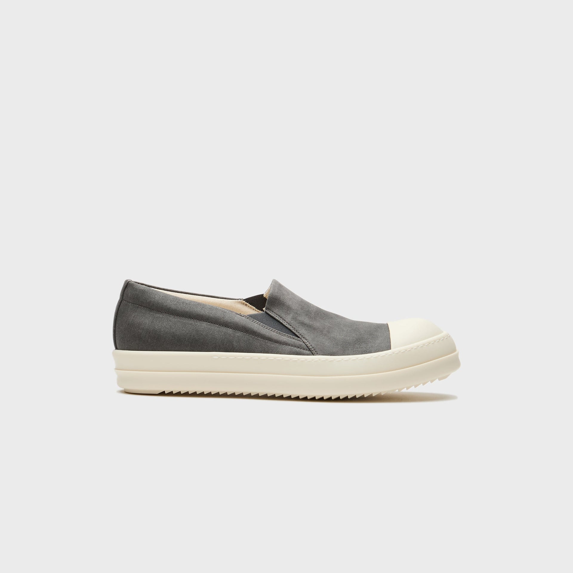 Rick Owens Boat Sneaks Scarpe In Denim - Dark Dust / Milk / Milk