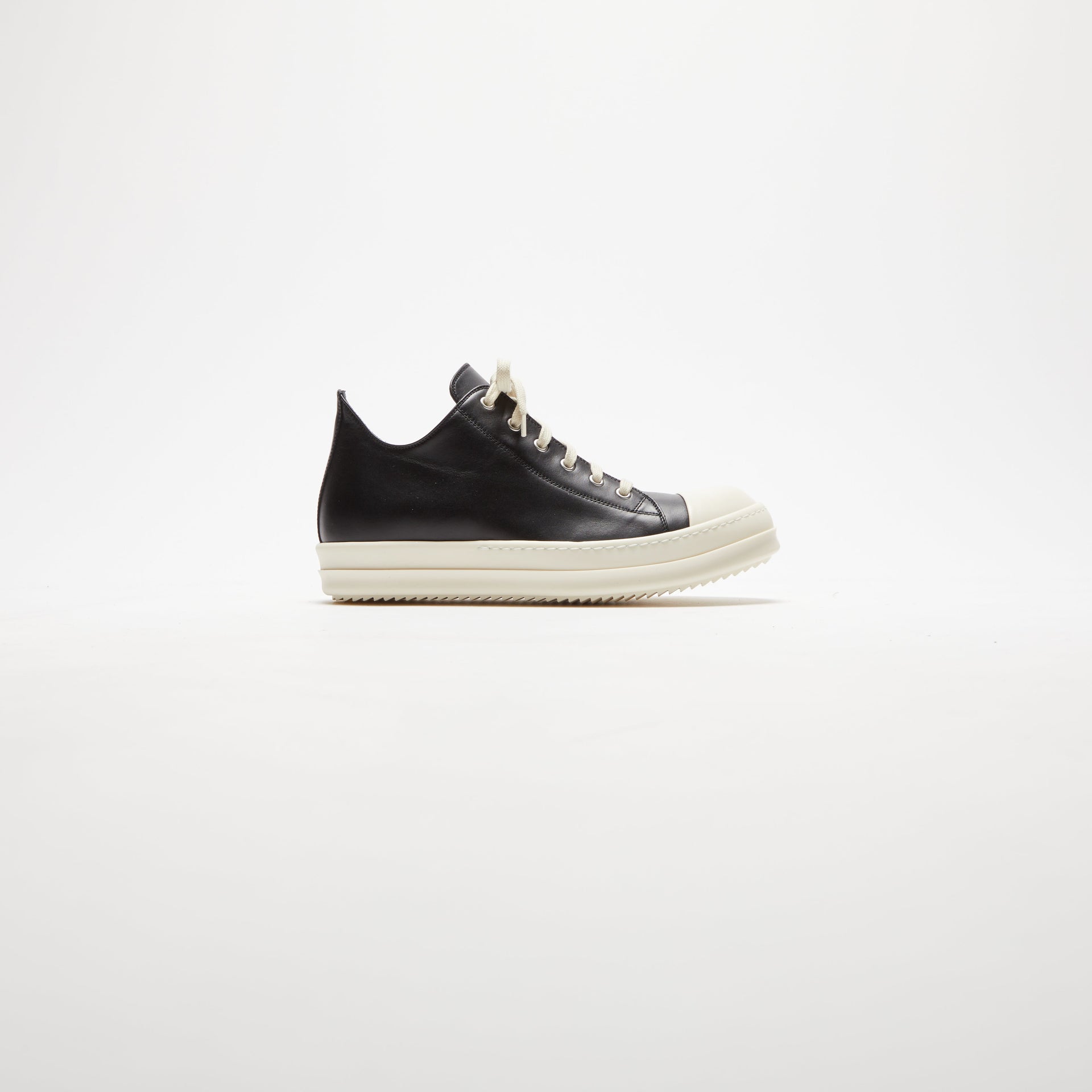 Rick Owens Porterville Low Sneaks - Black / Milk / Milk Scarpe in Pelle