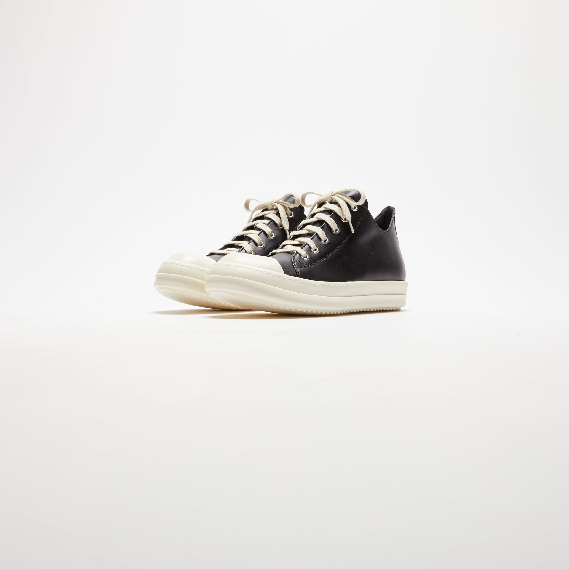 Rick Owens Porterville Low Sneaks - Black / Milk / Milk Scarpe in Pelle