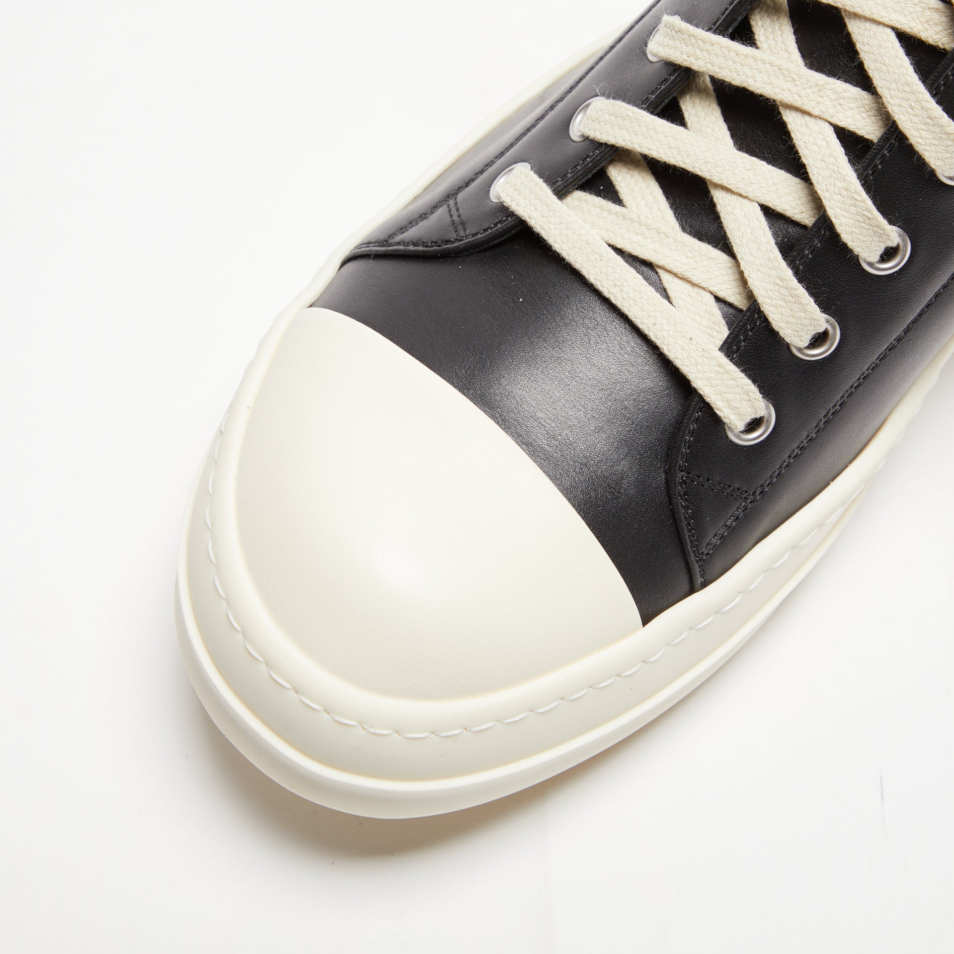 Rick Owens Porterville Low Sneaks - Black / Milk / Milk Scarpe in Pelle