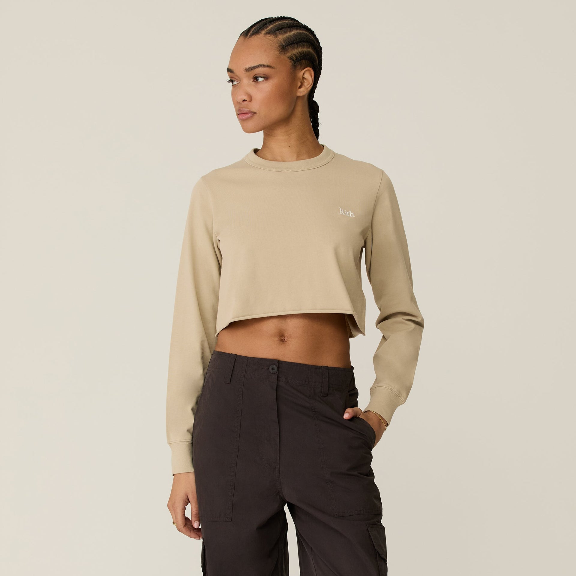Kith Women Lucy Cropped Long Sleeve II Tee - Bare