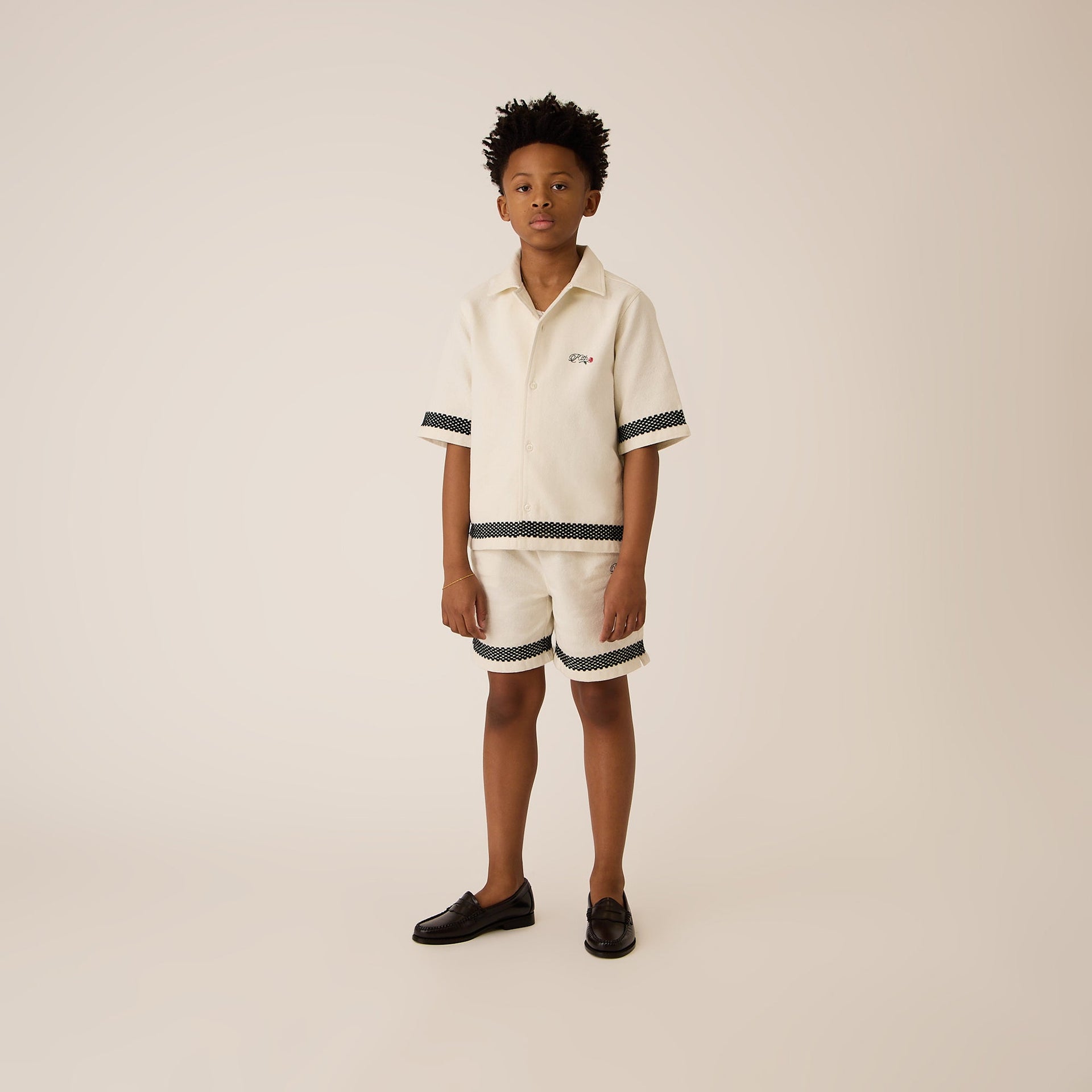 Kith Kids Novelty Logo Thompson Camp Shirt - Sandrift