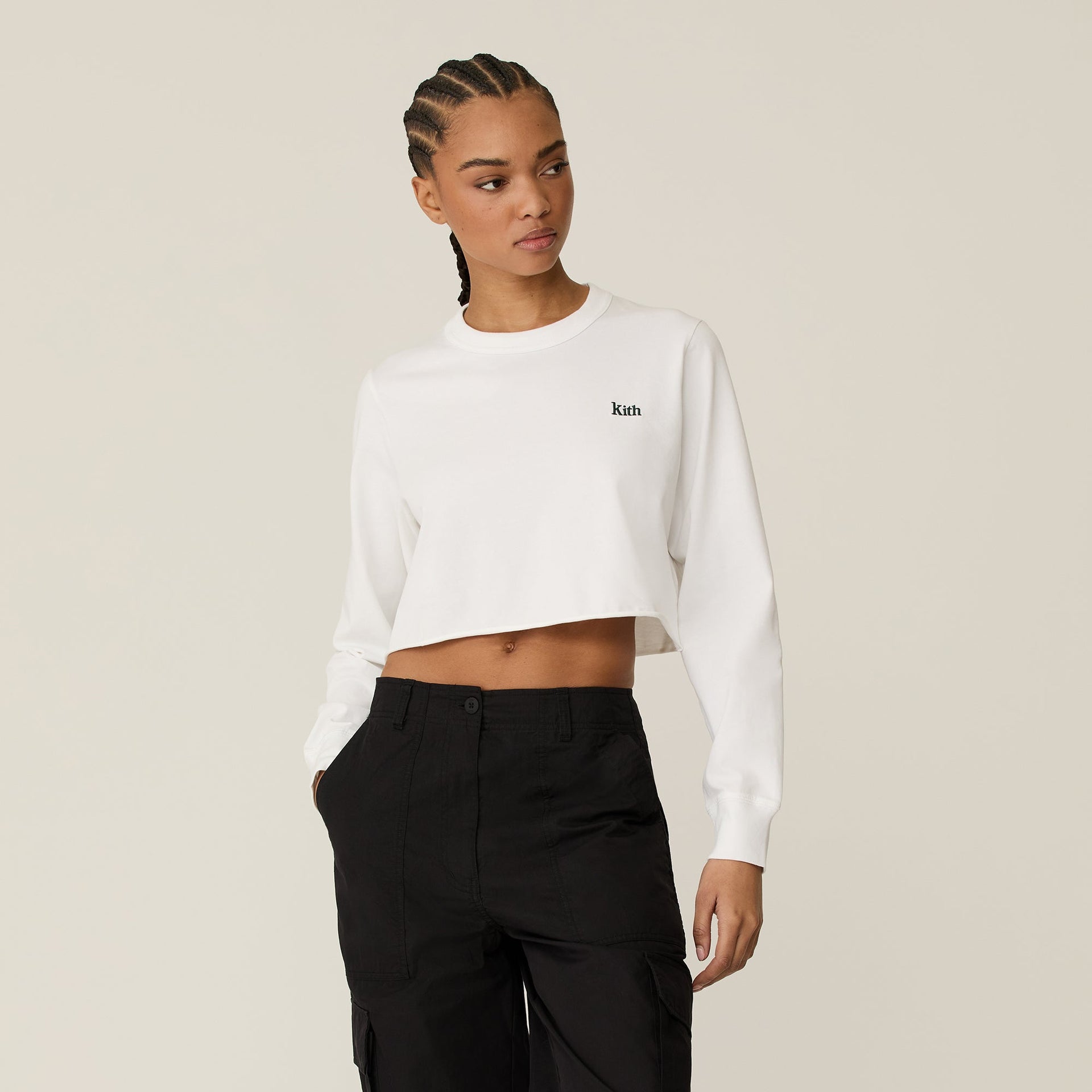 Kith Women Lucy Cropped Long Sleeve II Tee - White