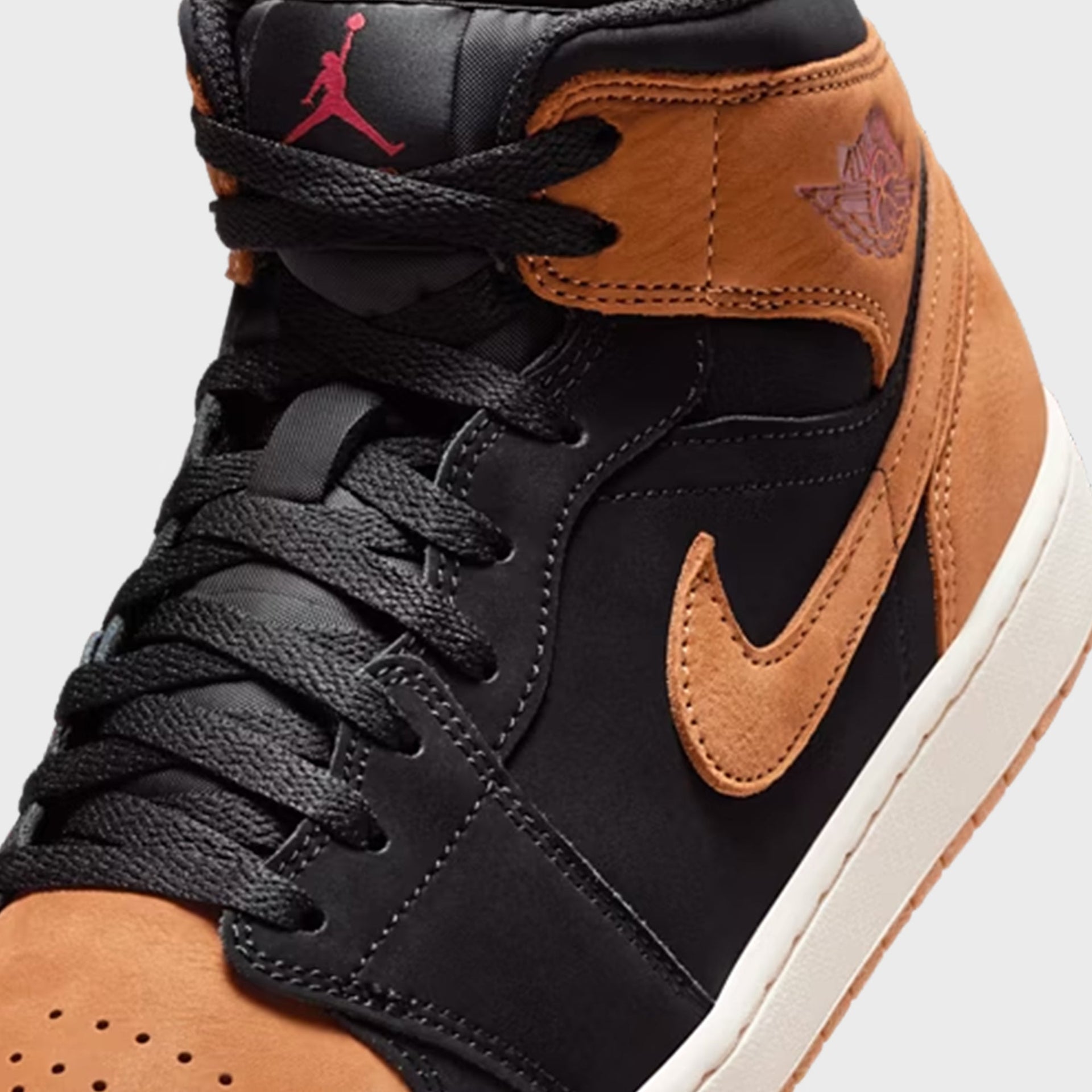 Nike Air Jordan 1 Mid SE - Black / Flax / Varsity Red / Sail