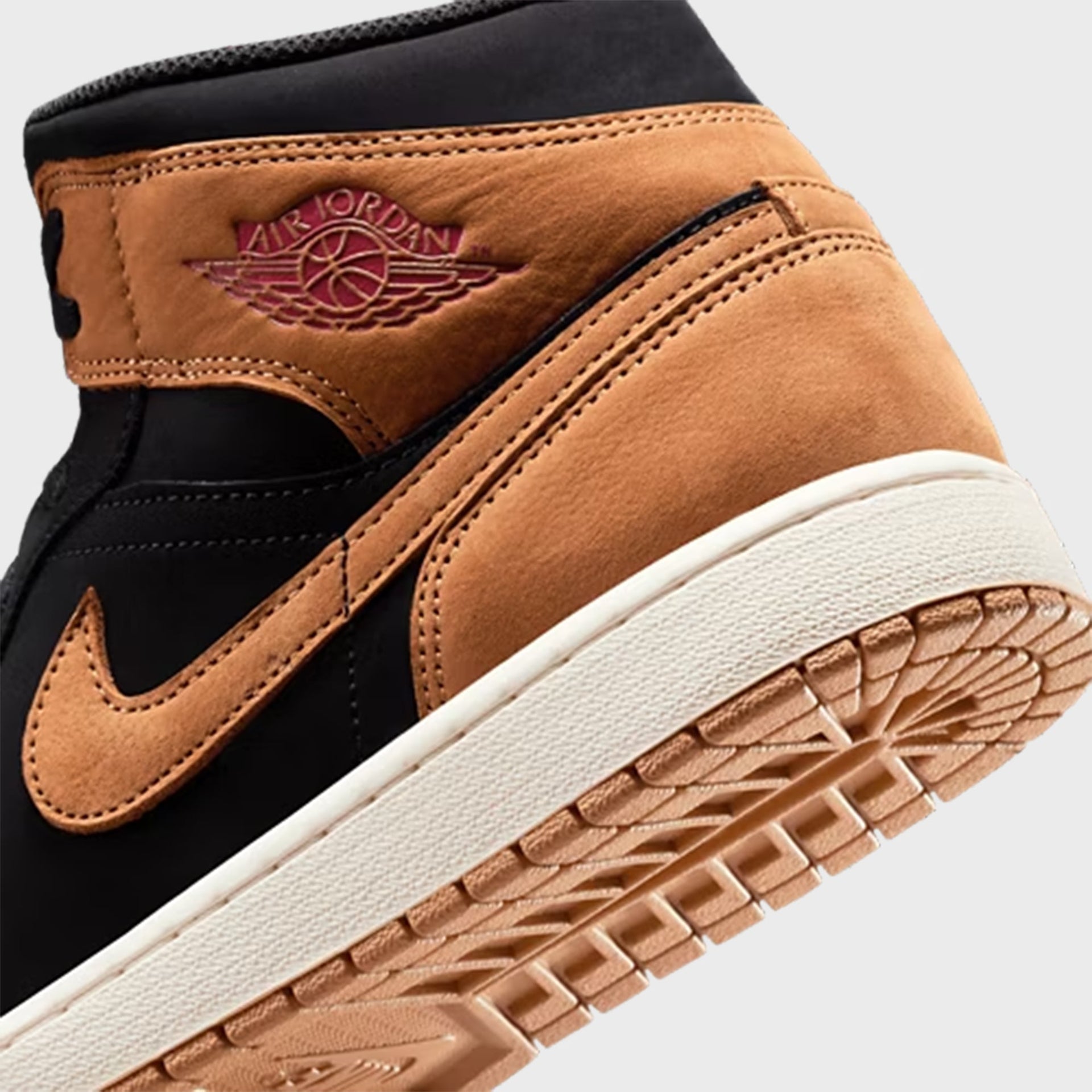 Nike Air Jordan 1 Mid SE - Black / Flax / Varsity Red / Sail