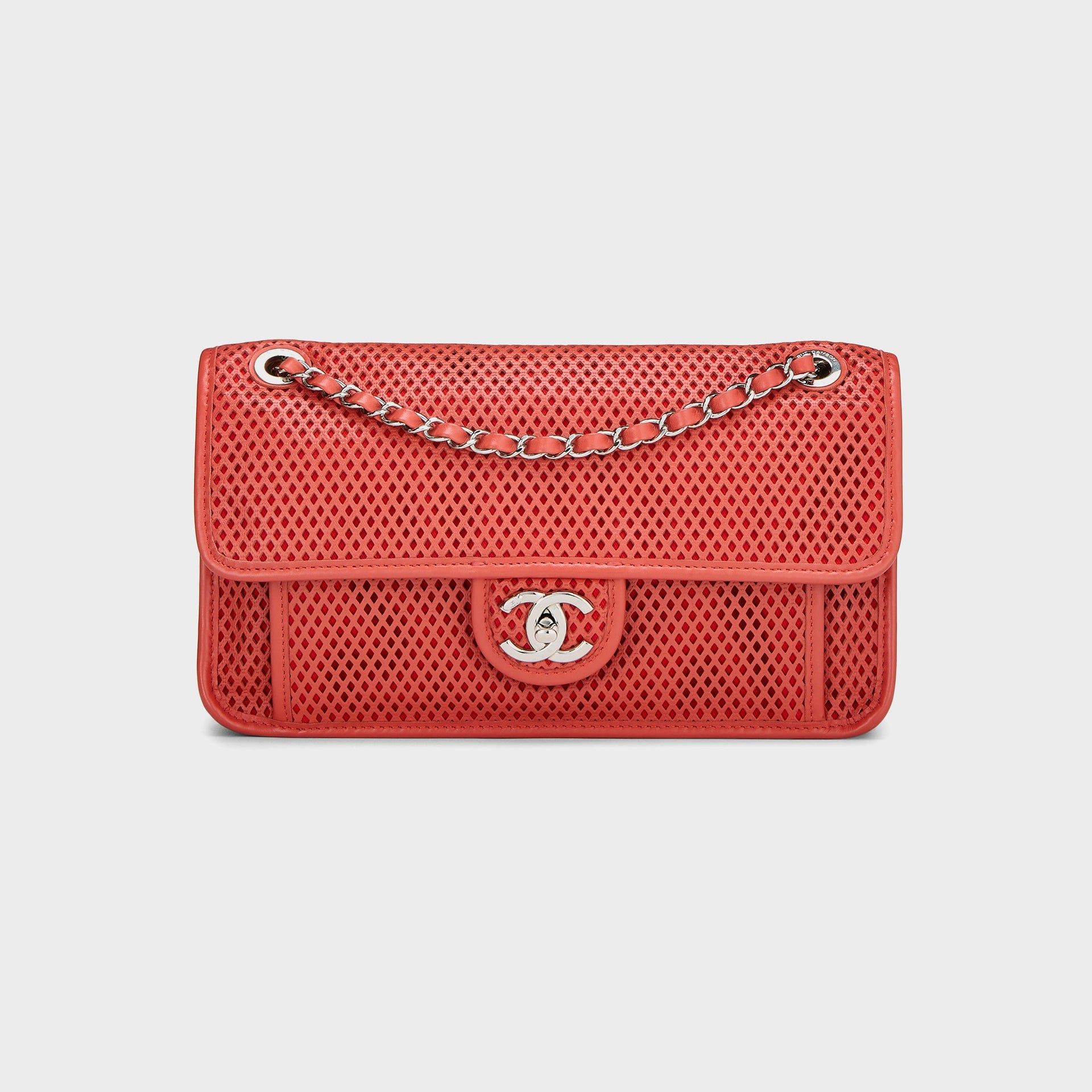 Sac à main perforé Chanel Up In The Air, format moyen - Rouge