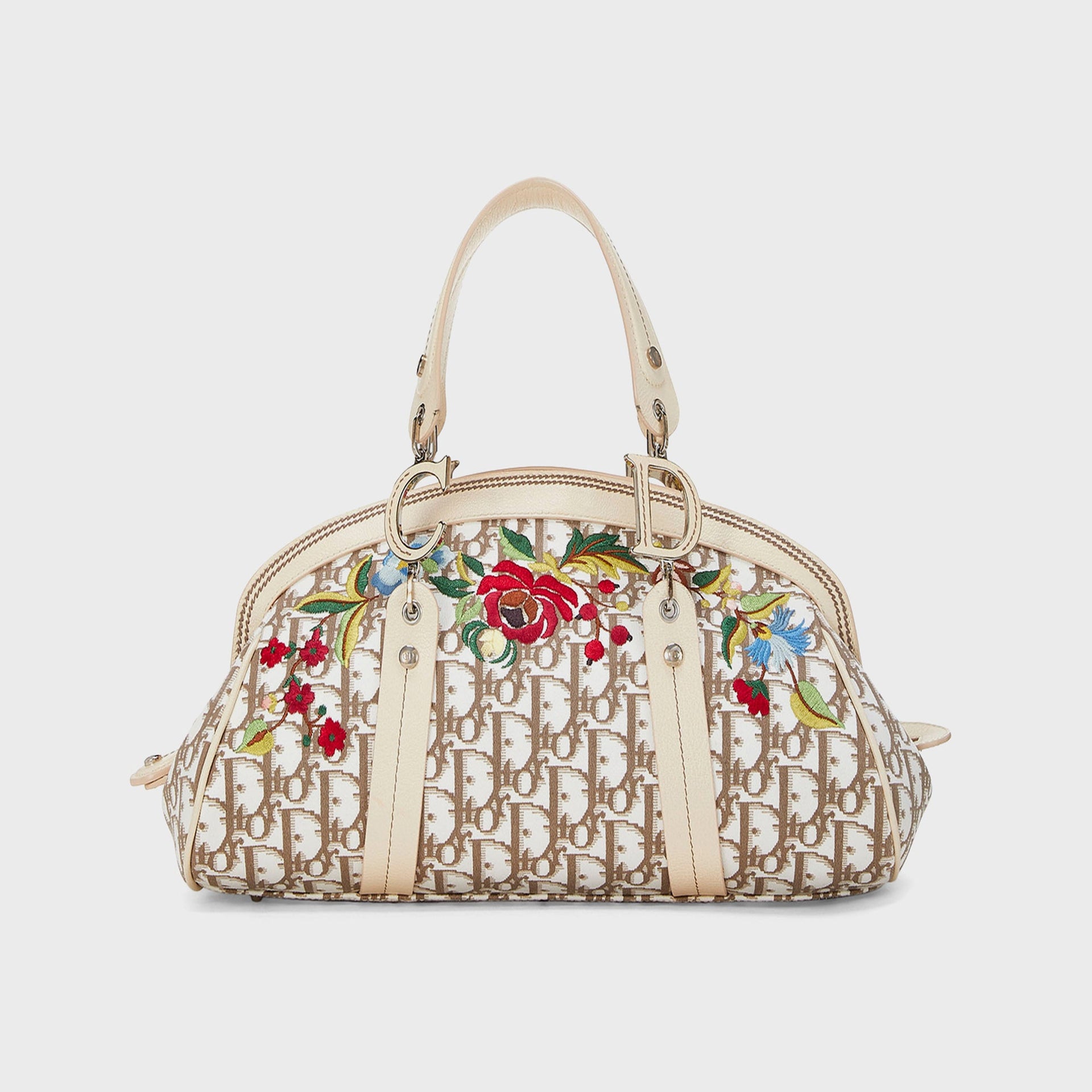 Sacoche WGACA Christian Dior à cadre brodé HB - Beige