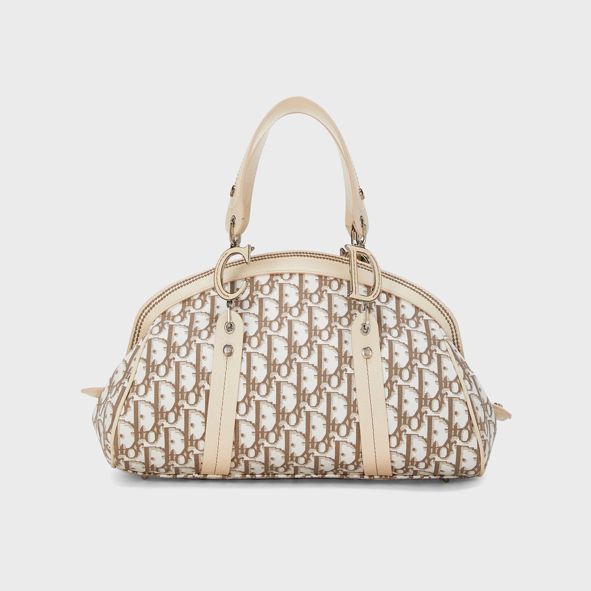 Sacoche WGACA Christian Dior à cadre brodé HB - Beige